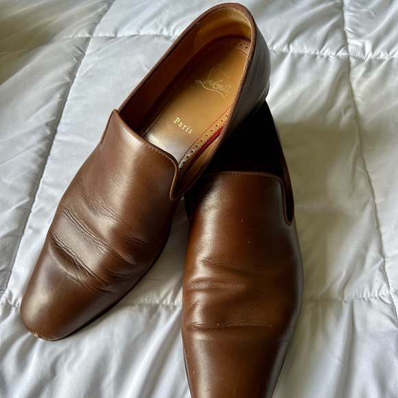 Christian Loubiton Dandelion Loafers in brown leather.